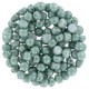 Czech 2-hole Cabochon beads 6mm Chalk White Teal Luster